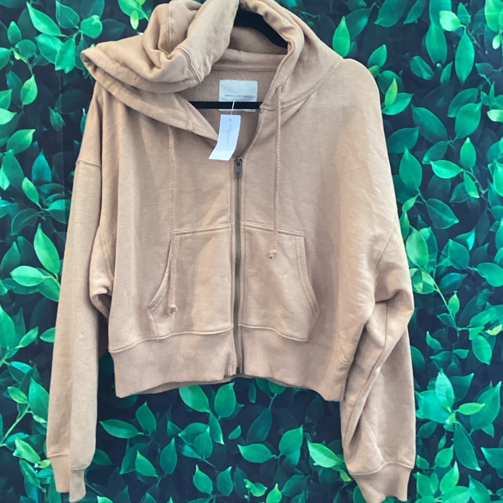 American Eagle Outfitters  Zip Hooded Jacket - Tan